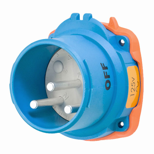 63-38075-A155 - DSN30 INLET POLY BLUE SIZE 2 TYPE 4X IP 69 1P+N+G 30A 125 VAC 60 Hz WITH NO LOCKOUT HOLE